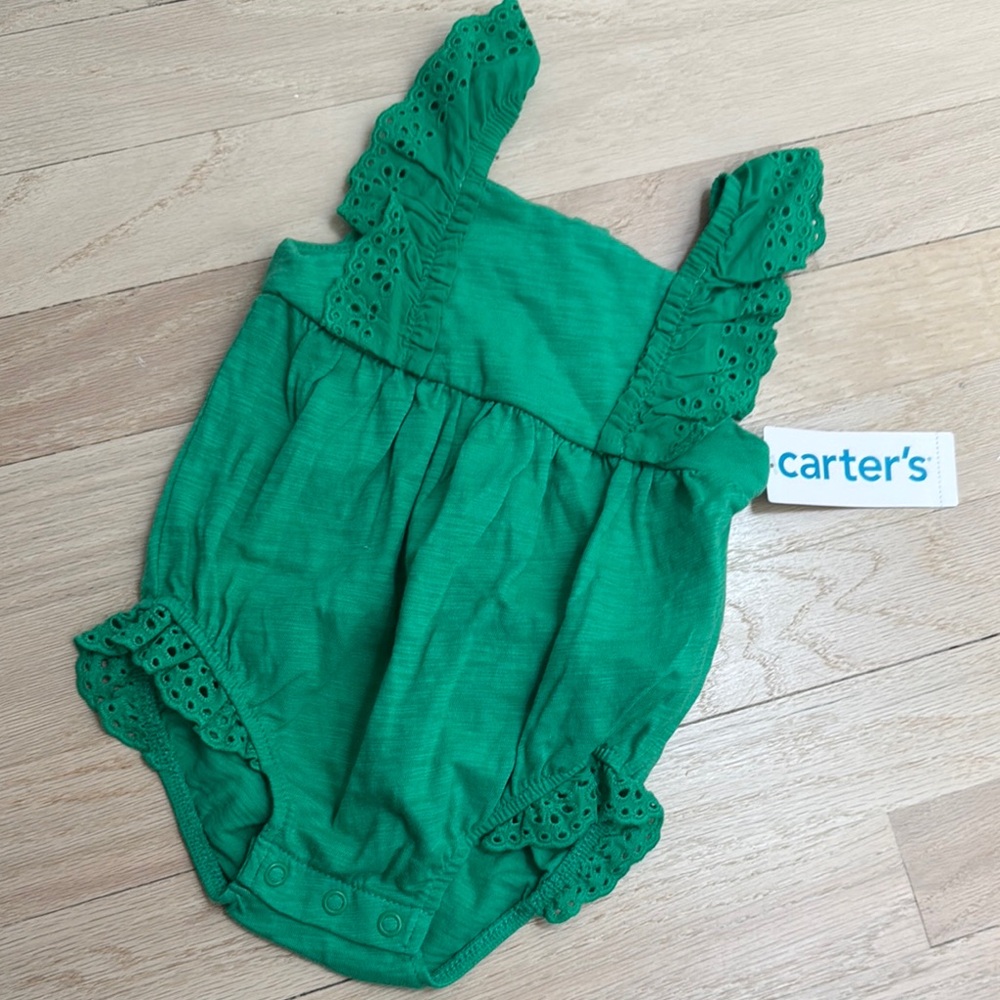 Carter's Emerald Green Eyelet Baby Romper